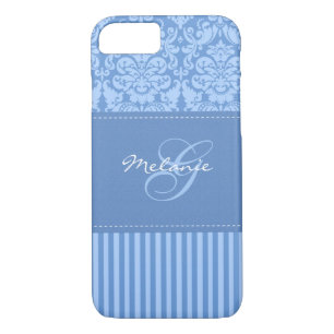 Fall Monogram Blue Damask Stripe iPhone 7 title_seo2