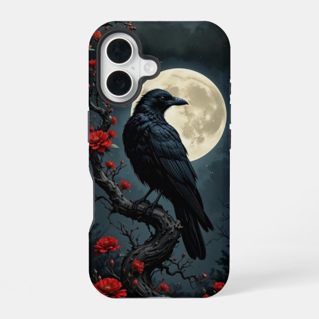 Fall Moonlit Raven iPhone 16 Hülle (Rückseite)