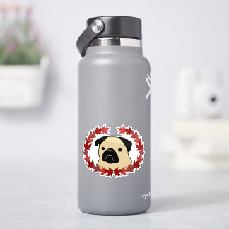 Fall-Mops mit Split-Leaf-Kranz Aufkleber