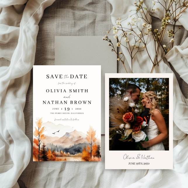 Fall Mountain Foto Hochzeit Save The Date (Von Creator hochgeladen)