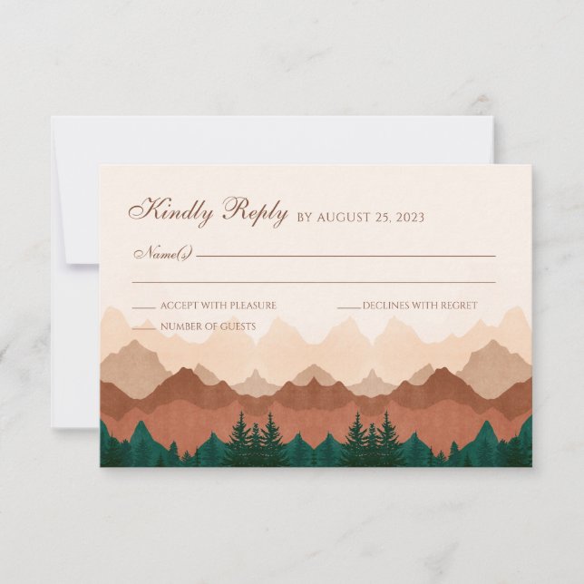 Fall Mountain Terracotta Forest Wedding RSVP Card (Vorderseite)