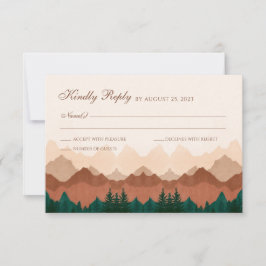 Fall Mountain Terracotta Forest Wedding RSVP Card Karte