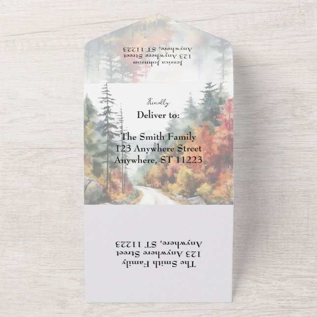 Fall Mountain Wedding All In One Einladung (Außenbereich)