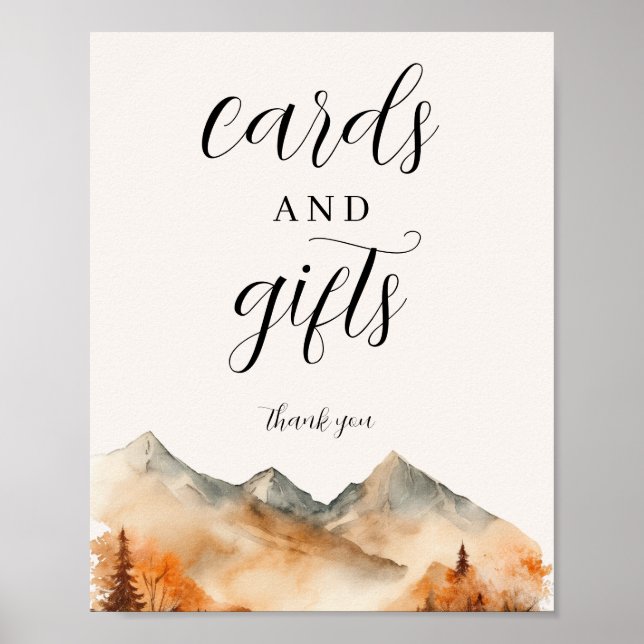 Fall Mountain Wedding Cards und Geschenke Zeichen Poster (Vorne)