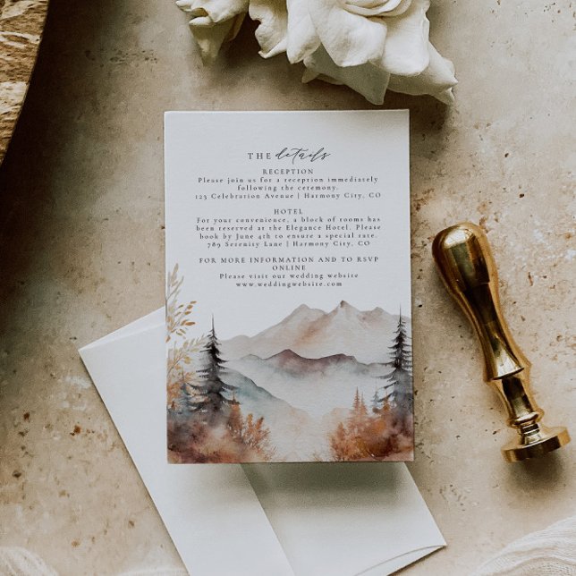 Fall Mountain Wedding Details Card Begleitkarte (Von Creator hochgeladen)