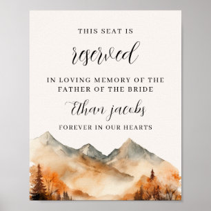 Fall Mountain Wedding Reservierte Sitzsigne Poster