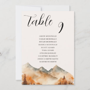 Fall Mountain Wedding Tischnummer