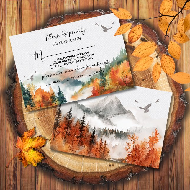 Fall Mountain Woodland Wald Hochzeit RSVP Einladung (Von Creator hochgeladen)