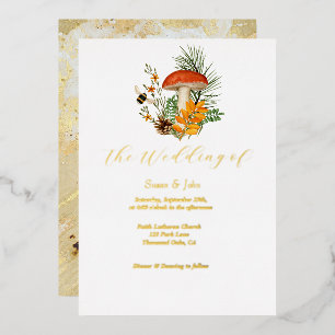 Fall Mushroom Wedding Einladung Foil Einladung