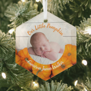 Fall Neugeborenes Foto Baby Unsere kleine Kürbisku Ornament Aus Glas