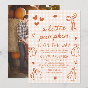 Fall Niedliche Hand gezogen ein wenig Pumpkin Baby Einladung