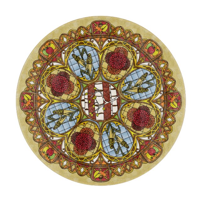 Fall Nouveau Glass Cutting Board Schneidebrett (Vorderseite)