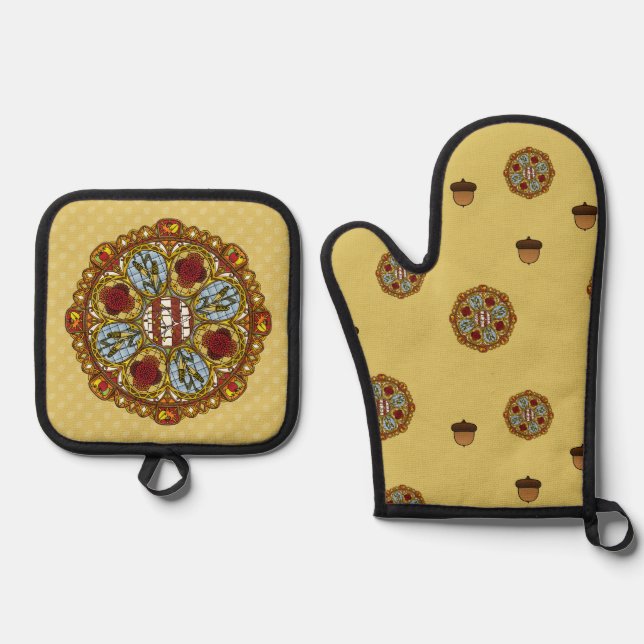 Fall Nouveau Ofenhandschuh & Topflappen-Set (Vorderseite)