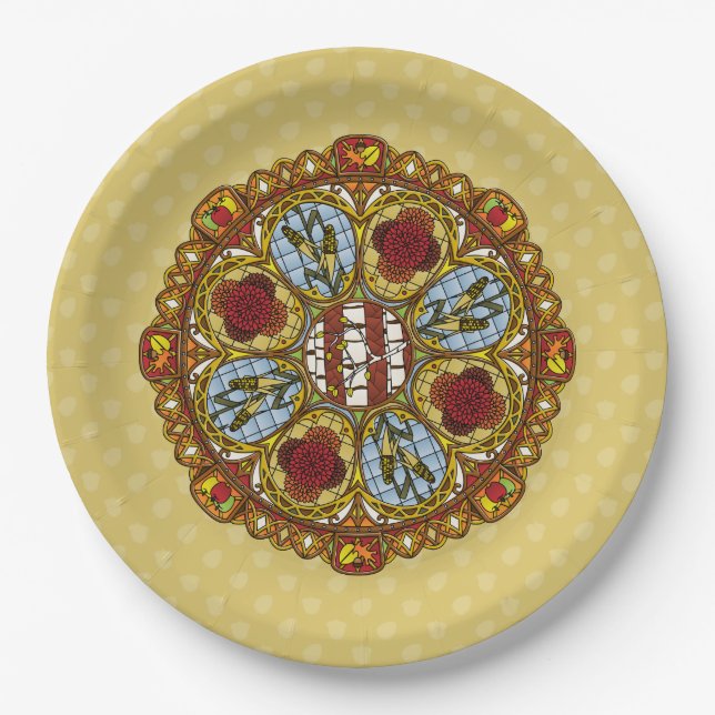 Fall-Nouveau-Papierplatte Pappteller (Vorderseite)