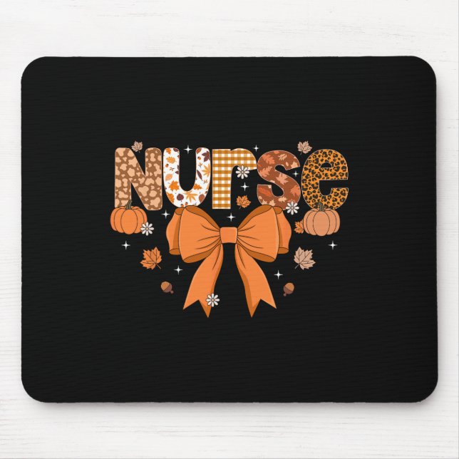 Fall Nurse Shirt Frauen Pumpkin Saison Danke Mousepad (Vorne)