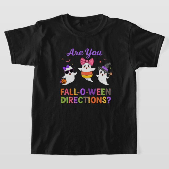 Fall-O-Ween Directions Funny Cute Ghost Squad T-Shirt (Ablage )