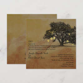 Fall Oak Tree and Lantern Wedding Einladung