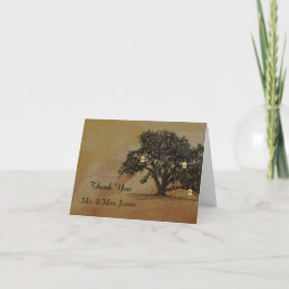 Fall Oak Tree Lantern Wedding Vielen Dank Dankeskarte