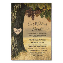 Fall Oak Tree Rustic Wedding Cards Tischnummer