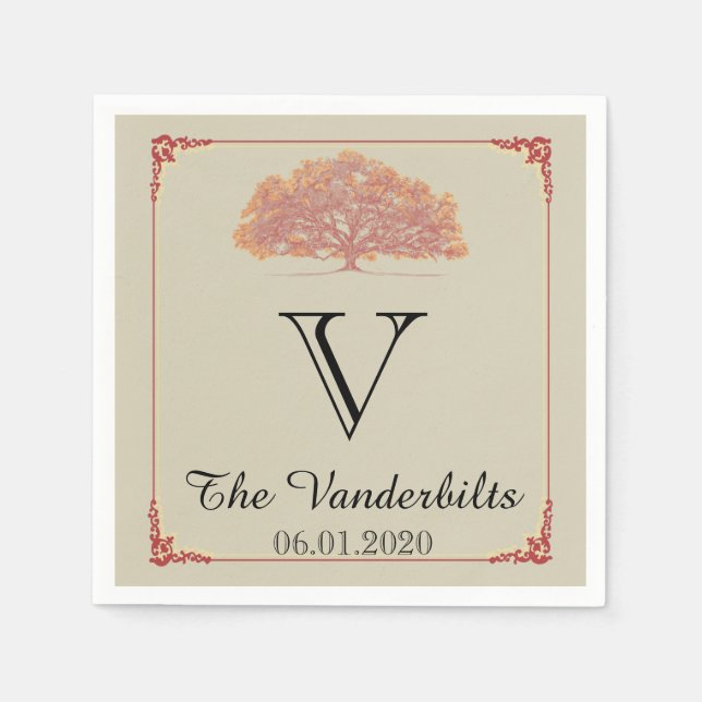 Fall Oak Tree Wedding Napkin Serviette (Vorderseite)