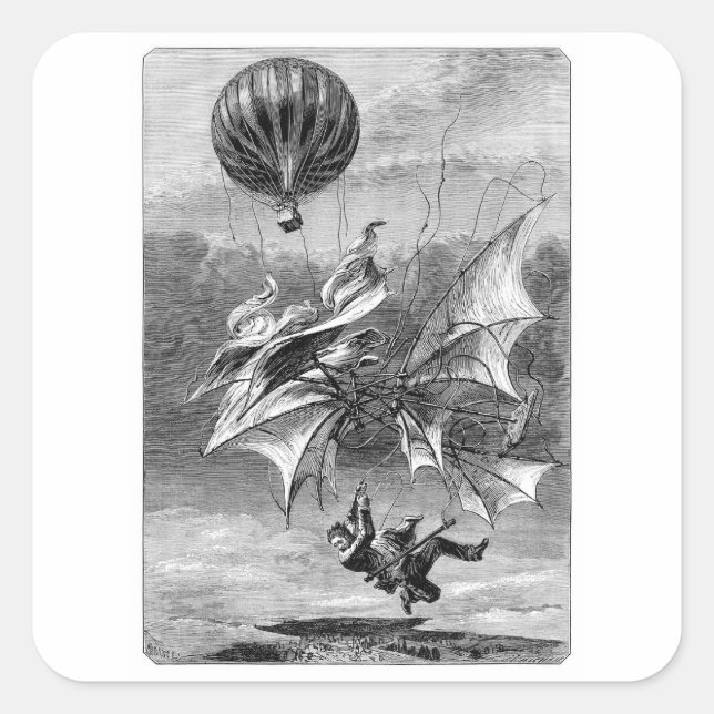 Fall of the Flying Man Quadratischer Aufkleber (Vorderseite)