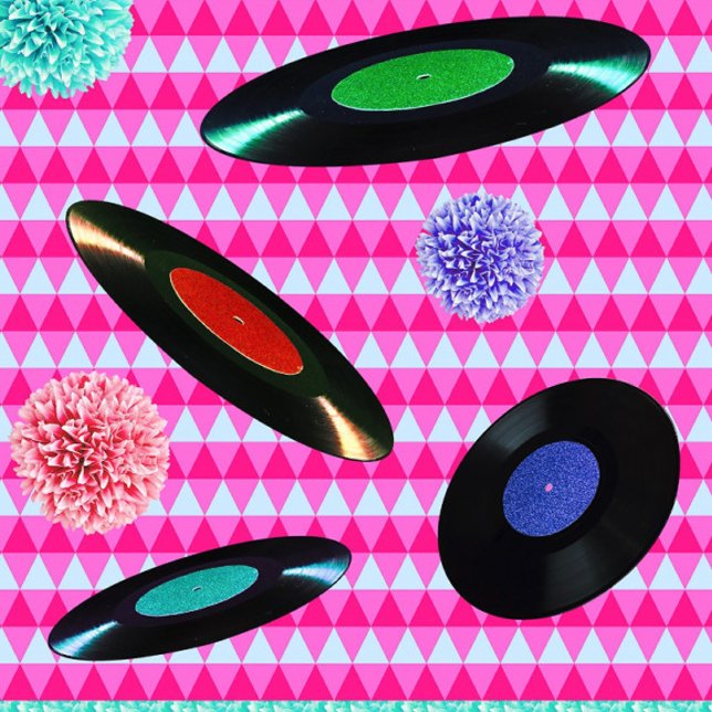 Fall Oldies Music Case-Mate iPhone Hülle (A vibrant and playful digital collage features a repeating geometric pattern of pink and light blue!)