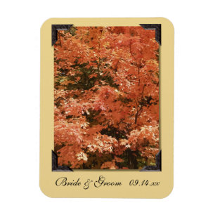 Fall Orange Blätter Hochzeitssache Datum speichern Magnet