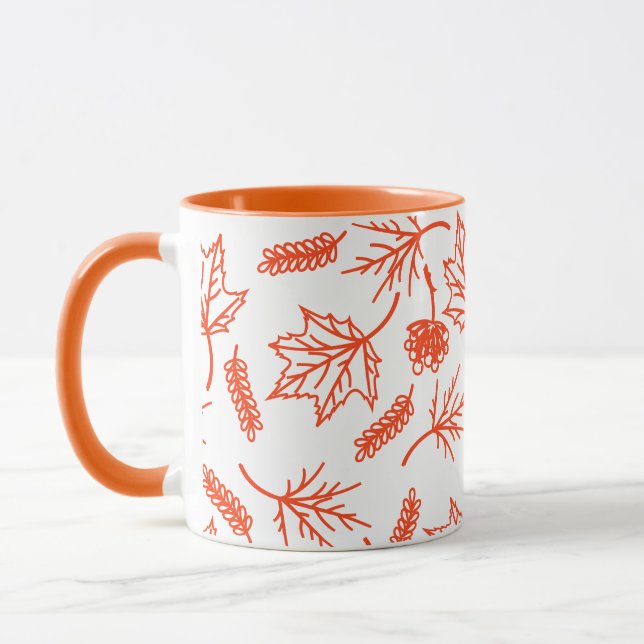 Fall Orange Blätter Kontur Zwei-Tonen-Tasse Tasse (Links)