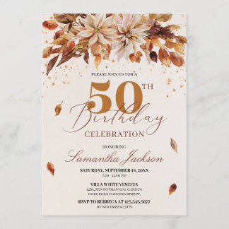 Fall Orange Blume Marigold Cooper 50. Geburtstag Einladung