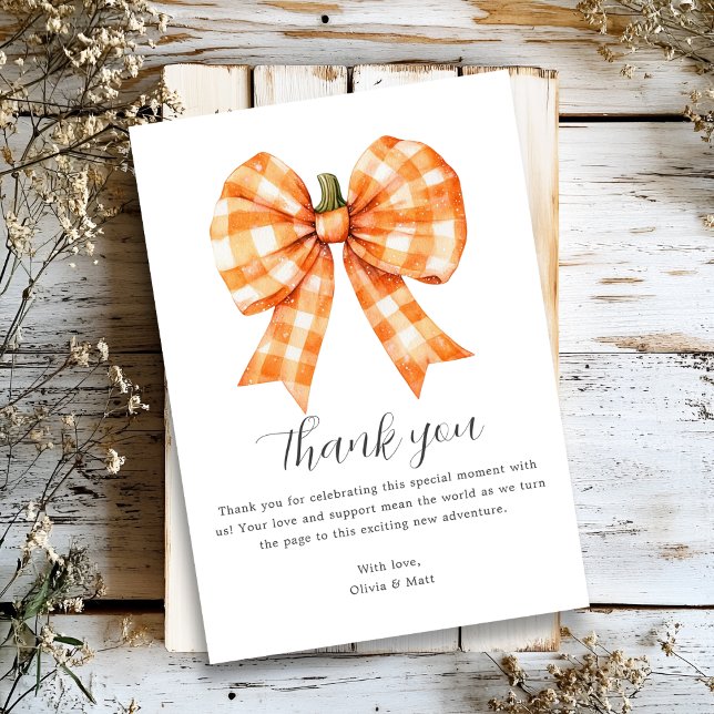 Fall Orange Bow Baby Dusche Danke Karte (Von Creator hochgeladen)