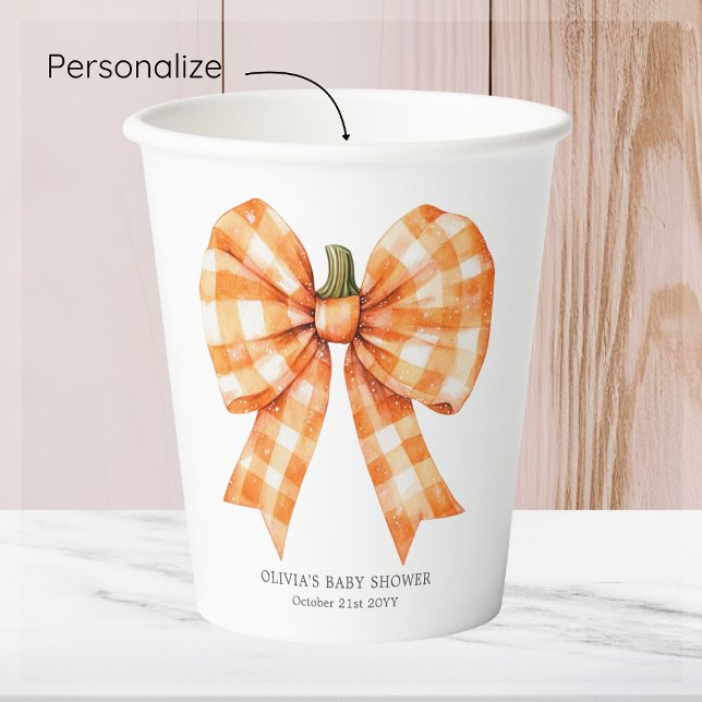 Fall Orange Bow Babydusche Papiertasse Pappbecher (Von Creator hochgeladen)
