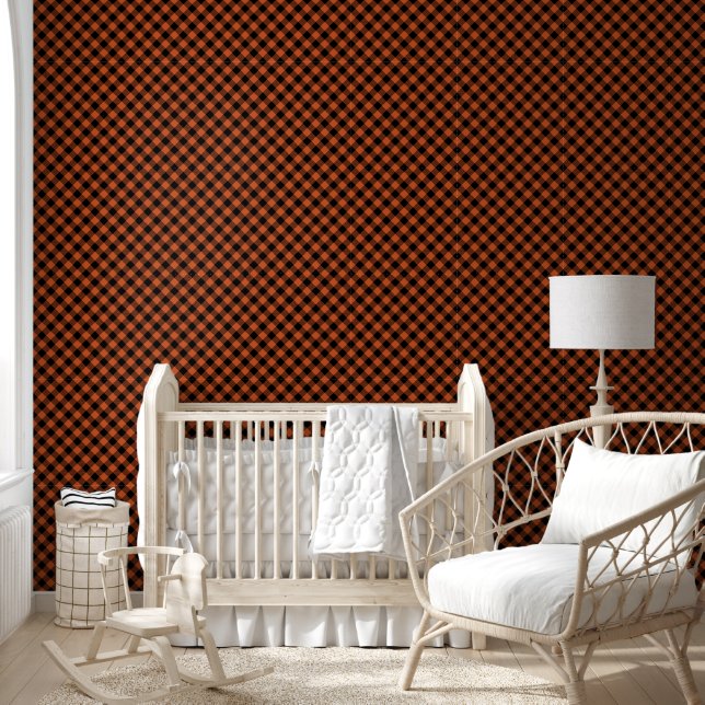 Fall Orange Buffalo Kariert Grid Moderne Muster Tapete (Kinder)