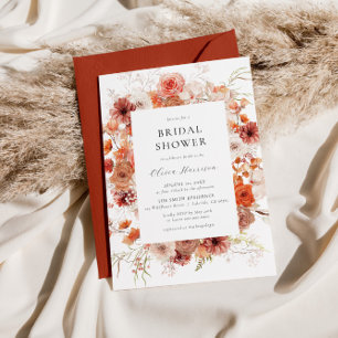 Fall Orange Floral Brautparty Einladung