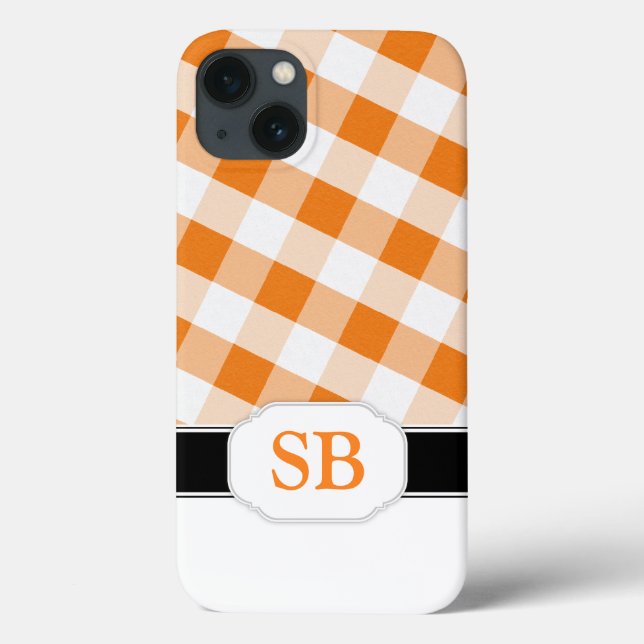 Fall Orange Gingham Monogram Case-Mate iPad 2/3/4 iPhone Hülle (Rückseite)