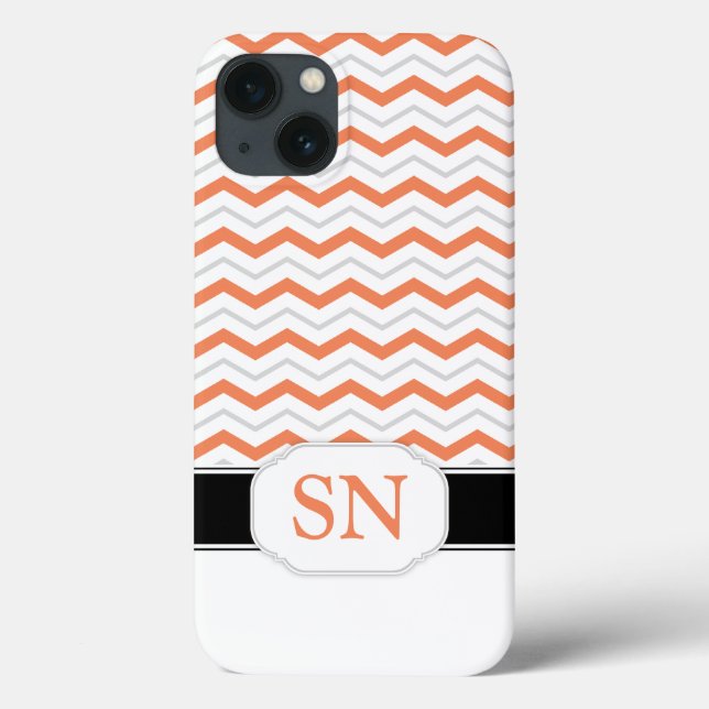 Fall Orange & Gray Zickzack Monogramm iPad 2/3/4 Case-Mate iPhone Hülle (Rückseite)