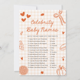 Fall Orange Hand Drawing Celebrity Baby Name Game Einladung