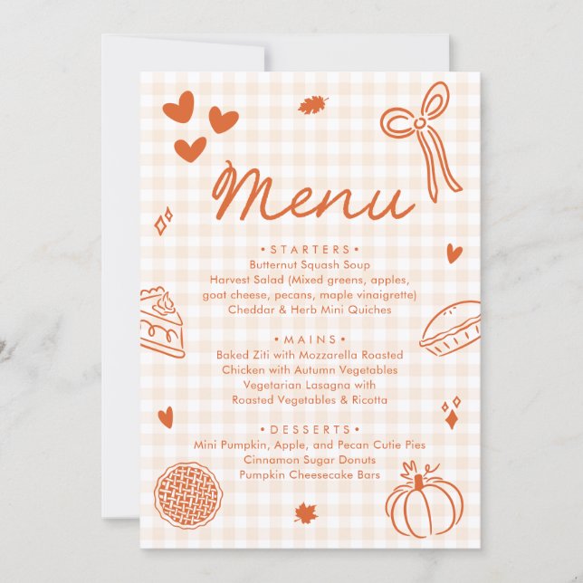 Fall Orange Hand Drawn A Little Cutie Pie Menu (Devant)