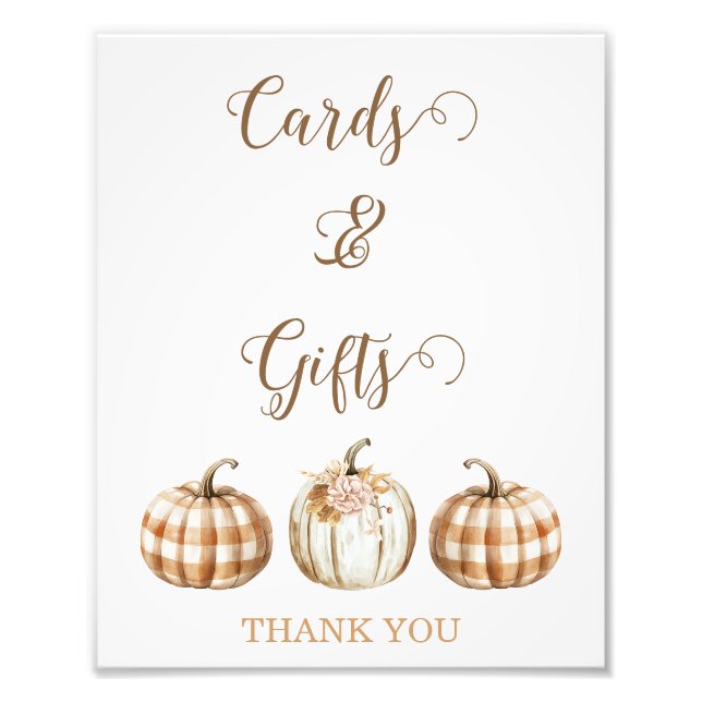 Fall Orange Pumpkin Baby Shower Sign Fotodruck (Vorne)