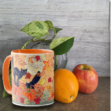 Fall Orange Pumpkin Black Cat Halloween Art