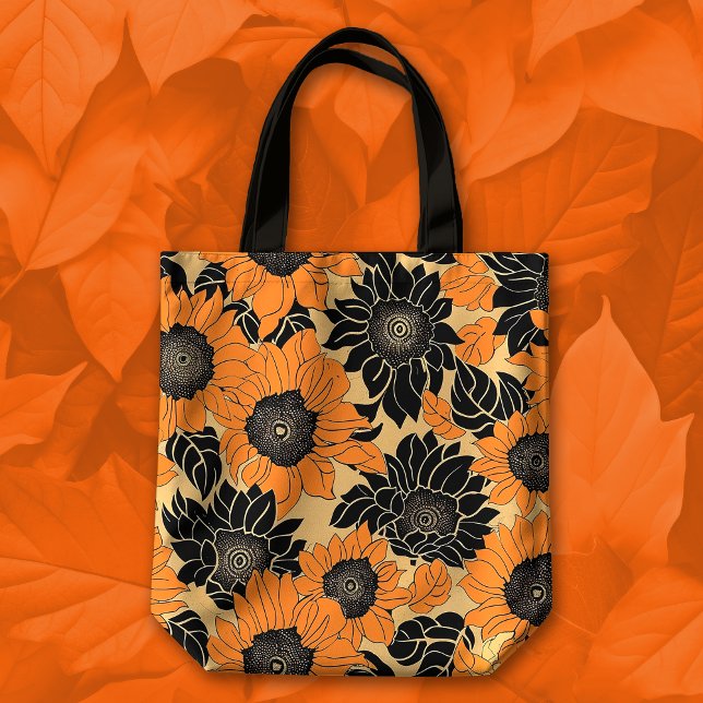 Fall Orange und Black Dahlia Floral Tasche (Von Creator hochgeladen)