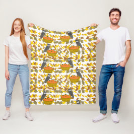 Fall Owls & Pumpkin Harvest Fleece Blanket