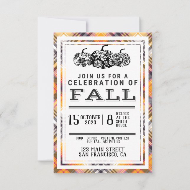 Fall Party, Autum Party, Halloween-Party, Pumpkins Einladung (Vorderseite)