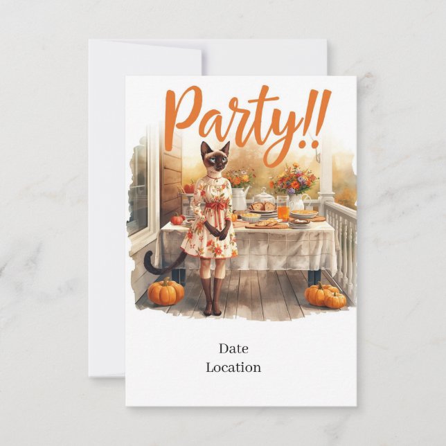 Fall Party Invitation Card – Cozy Autumn Gathering (Devant)