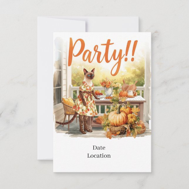 Fall Party Invitation Card – Cozy Autumn Gathering Einladung (Vorderseite)