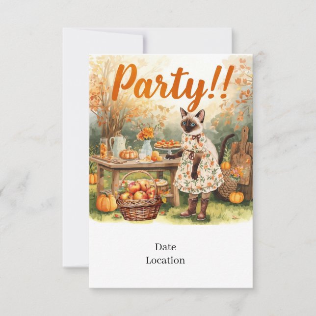 Fall Party Invitation Card – Cozy Autumn Gathering Einladung (Vorderseite)