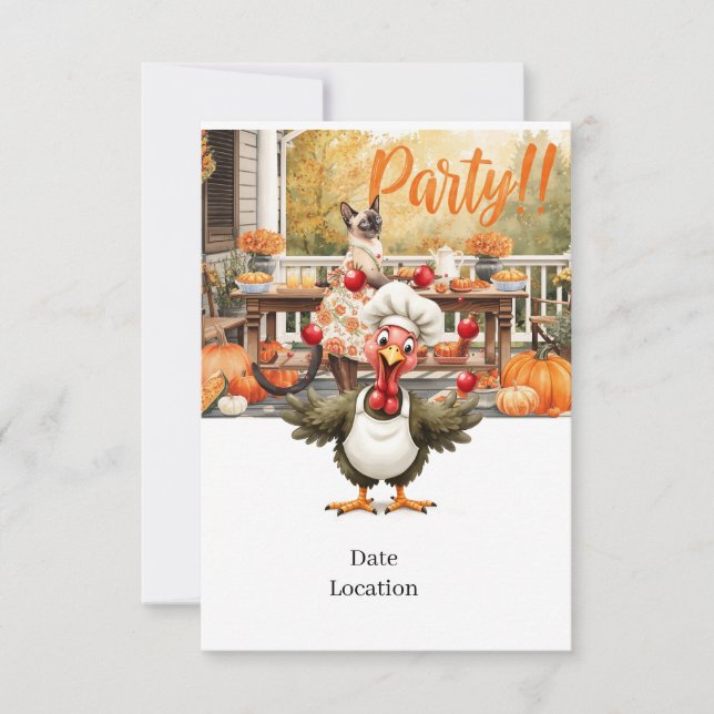 Fall Party Invitation Card – Cozy Autumn Gathering Einladung (Vorderseite)