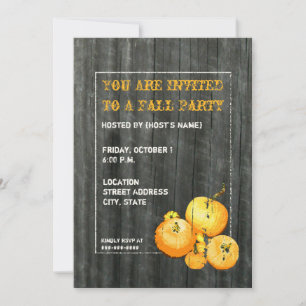 Fall Party Pumpkin & Barnwood Einladung