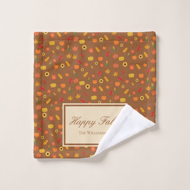 Fall Pattern Familienname Brown Badhandtuch Set (Waschlappen)