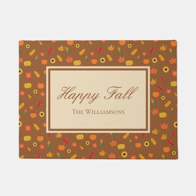 Fall Pattern Familienname Brown Fußmatte (Vorderseite)