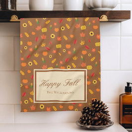 Fall Pattern Familienname Brown Geschirrtuch